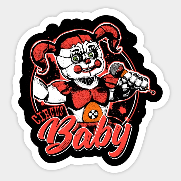 Five Nights at Freddy's Scary Circus Baby Doll Sticker by DeepFriedArt